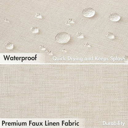 MIULEE 84" Long Scalloped Shower Curtain Linen Textured with 12 Metal Hooks Cute Extra Long Heavy Duty Washable Waterproof Cloth Shower Curtains with Black Border for Bathroom Hotel Bathtub,Beige