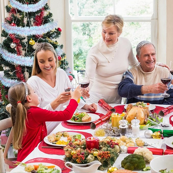 WILLBOND 50 ft Christmas Tinsel Garland Metallic Tinsel Twist Garland Christmas Tree Decorations New Year Wedding Birthday Hanging Decorations Party Supplies, 3 Inch(Iridescent)