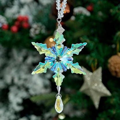 2025 Annual Christmas Ornaments Crystal Snowflake Star - Christmas Tree Ornaments Pendant Sun Catcher Home Hanging Decor (2025 Colored Crystal 2 Layers)