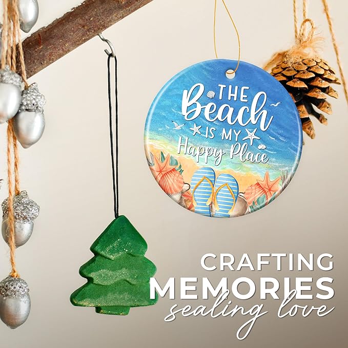 ZAGKOO Beach Themed Gift - Beach Gifts for Women - Beachy Ornaments - Decoration Gifts for Women, Men, Family, Friends - Beachy Christmas Party Decorations - Ceramic Christmas Ornament 2025