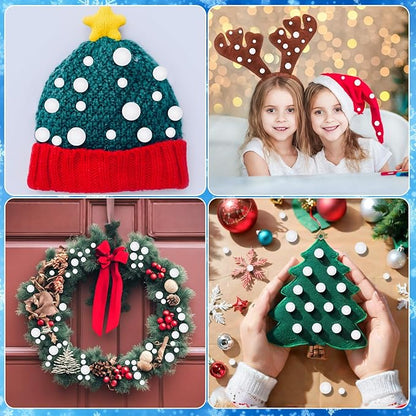 UPINS Christmas Pom Poms Balls, 600 Pieces Light White Pompoms Pom Poms for Crafts Making DIY Holiday Christmas Decorations Supplies (3 Size )