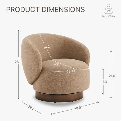 Swivel Accent Chair Round Barrel Armchair Upholstered Performance Fabric for Living Room Bedroom Reading Waitingroom,2 PCS,Sand