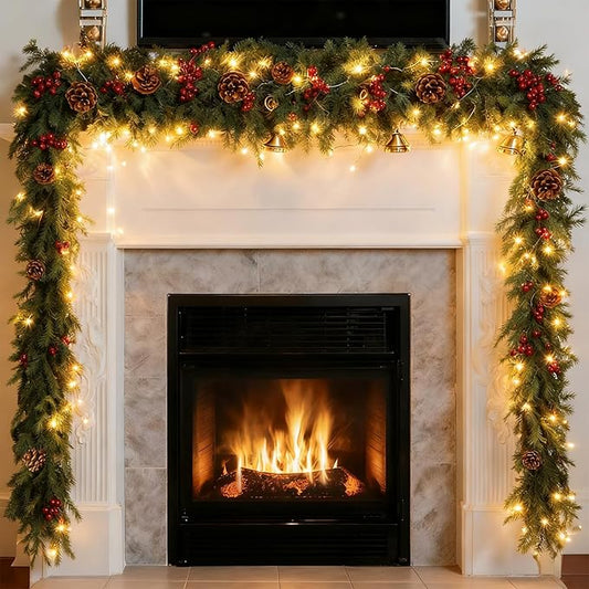 Bluesea 6FT Christmas Norfolk Pine Garland, Realistic Christmas Greenery Garland for Fireplace,Table, Stairs, Mantle, Window,Indoor Outdoor,Home,Holiday Decor（1 Pcs）