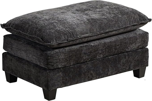 SoarFlash Chenille Sectional Sofa Ottoman,Black