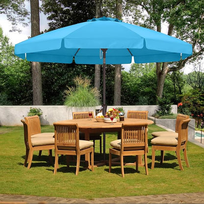 ABCCANOPY 9ft Scalloped Patio Umbrella, Outdoor Table Umbrella with Tilt and Crank, Fiberglass Ribs Deck Umbrella for Patio, Pool, Garden, Picnic (Turquoise)