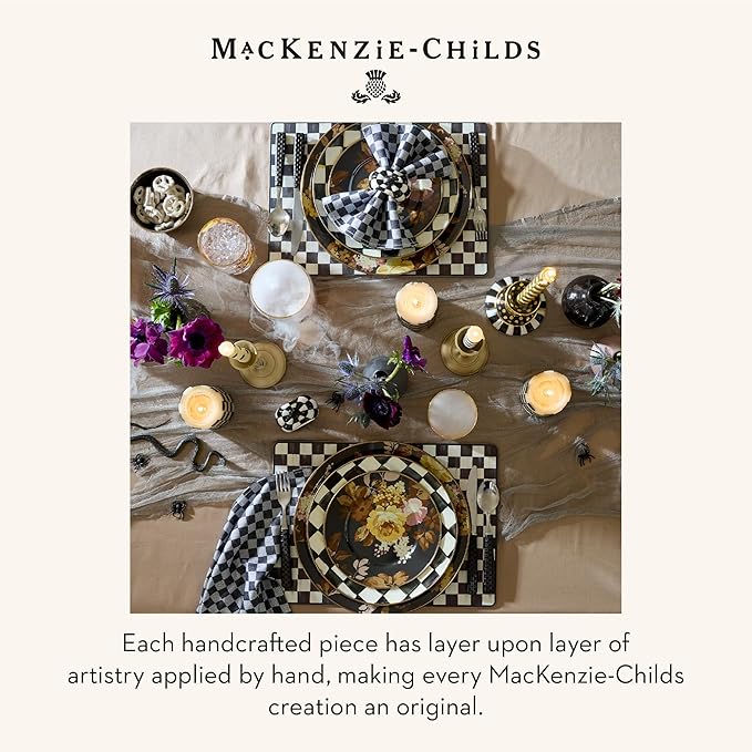 MACKENZIE-CHILDS Set of 4 Cork-Back Placemats, Hard-Finish Table Mats, Black-and-White Courtly Check