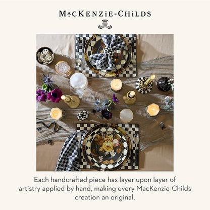 MACKENZIE-CHILDS Set of 4 Cork-Back Placemats, Hard-Finish Table Mats, Black-and-White Courtly Check