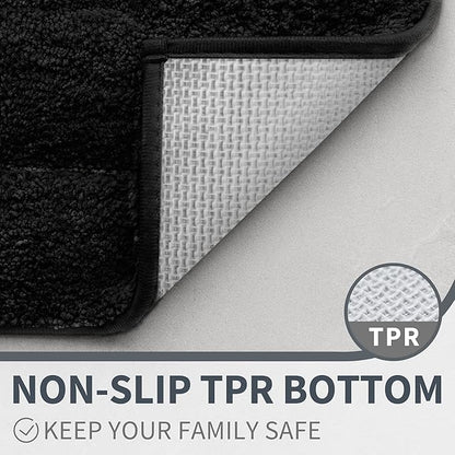 GRANNY SAYS Bathroom Rug Mat, Bath Mats for Bathroom Non-Slip, Super Soft and Water Absorbent, Extra Large Bath Rugs, Microfiber Bath Rugs for Floor, Tub and Shower, 59" x 24", Black