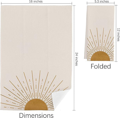 QIYUHOY Abstract Sun Sunset Sunshine Cotton Kitchen Towels Tea Towels 16x24