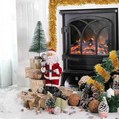 CANREVEL 4 Pieces 26.2 Ft Christmas Garland Metallic Shiny Twist Tinsel Garland Hanging Decorations for Christmas Tree, Mantle, Stairs Railing Decorations - Gold