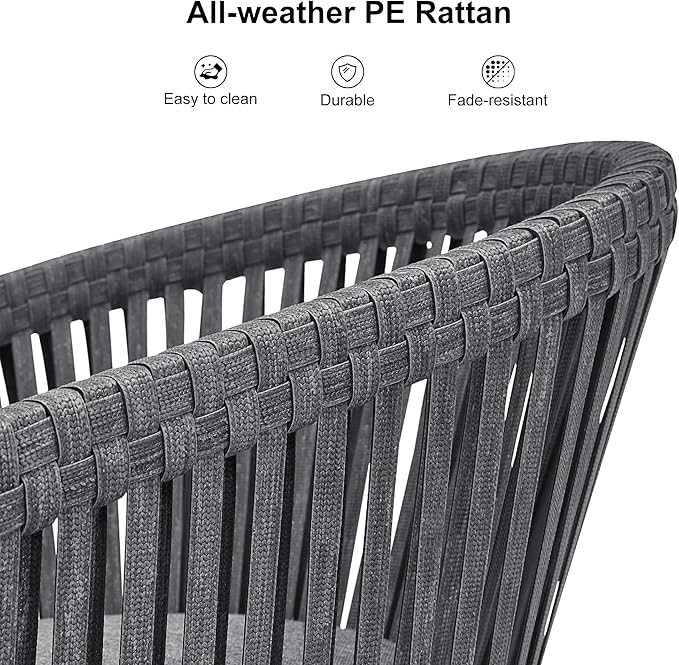 PURPLE LEAF 11 Pieces Outdoor Dining Set with Patio Aluminium Dining Table and Wicker Rattan Chairs Modern Furniture Cushions Sets for Backyard Indoor Decor Kitchen Grey