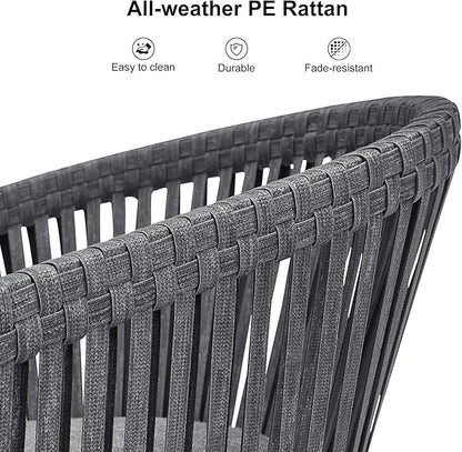 PURPLE LEAF 11 Pieces Outdoor Dining Set with Patio Aluminium Dining Table and Wicker Rattan Chairs Modern Furniture Cushions Sets for Backyard Indoor Decor Kitchen Grey