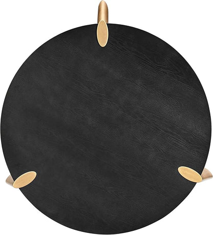 NTC Tribase 47 Inch Modern Design, Round Dinner Table for Dining Room, Living Room Furniture, Effortless Assembly, Burnt Black