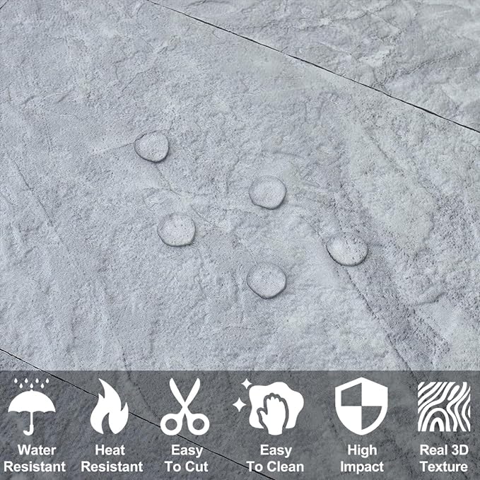 AULIGET 3" x 6" Subway Tile Peel and Stick Backsplash, Thick PVC Stick on Wall Tiles (100, Grey Marble)