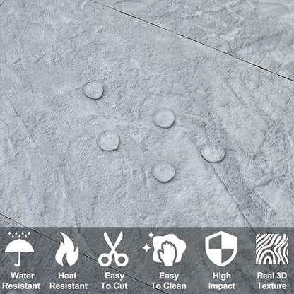 AULIGET 3" x 6" Subway Tile Peel and Stick Backsplash, Thick PVC Stick on Wall Tiles (100, Grey Marble)