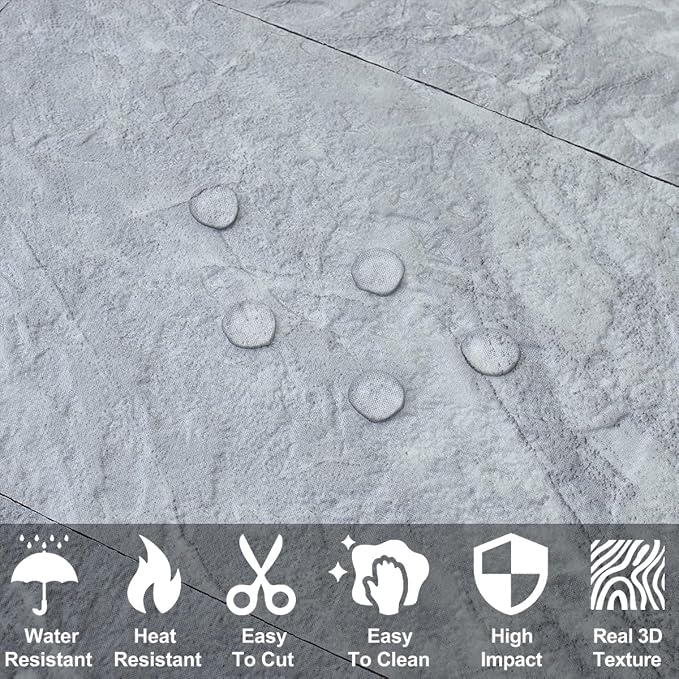 AULIGET 3" x 6" Subway Tile Peel and Stick Backsplash, Thick PVC Stick on Wall Tiles (4, Grey Marble)