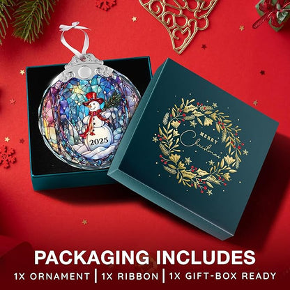 Snowman Christmas Ornaments - Stained Glass Decor for The Christmas Tree, Unique 2025 Snowman Ornament, Perfect Xmas Decorations for Festive Season, Crystal Snowmen Highlight for Ornament Collectors