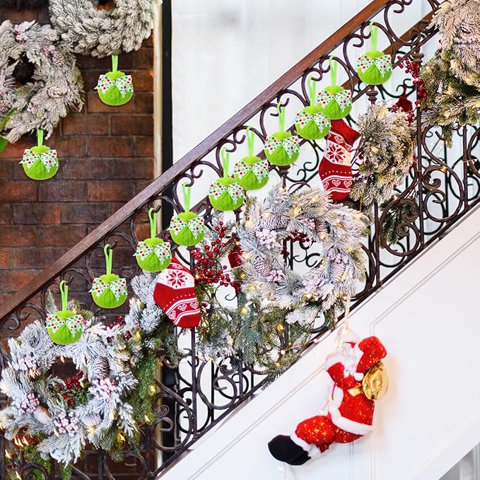 Liliful 18 Pcs Lime Green Furry Christmas Ball Ornaments3.15 Inch Bow Xmas Furry Ornaments Hanging Christmas Pom Pom Ball Decorations for Home Xmas Tree Party Supplies Wall Decor(Style 2,White)