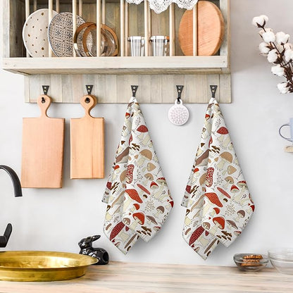 Mushroom Dish Towels Absorbent Decorative Kitchen Towels Tea Towels for Drying, Mushroom