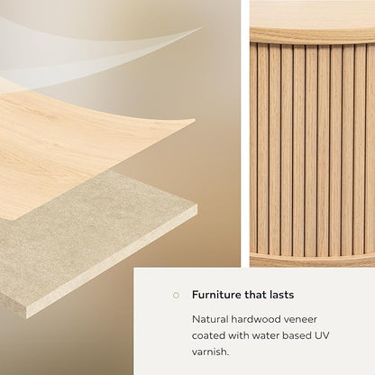 WERMO 16'' Floating Nightstand Shelf with a Sliding Door and Storage - Floating Bedside Shelf Wall Mount, Wall Mounted Wood Nightstand, Mid Century Modern End Table (Oak)