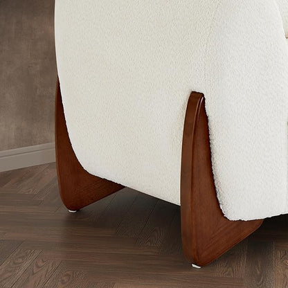 Morden Fort Boucle Sofa, Modern Upholstered Cloud Couch Durable Comfy Boucle Pet-Friendly Sofa Deep Seat with Wooden Leg & Pillow Sofas 3 Seater Couches for Living Room Bedroom Apartment Beige