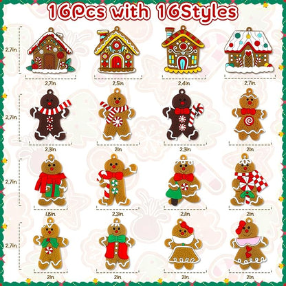 16Pcs Gingerbread Man Ornaments for Christmas Tree Gingerbread Christmas Decorations with Gingerbreads House Ornament for Christmas Tree Hanging Party Decor