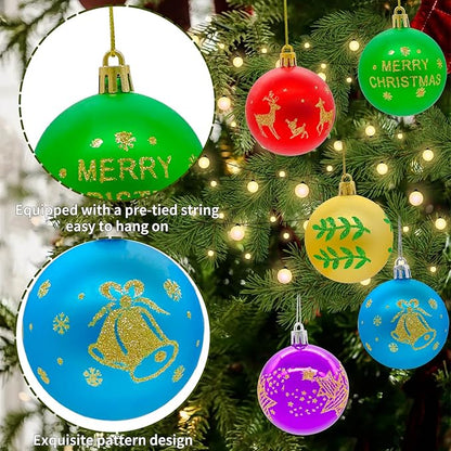 40PCS 2.36" Christmas Balls Ornaments, Plastic Christmas Tree Ornaments, Holiday Baubles, Hanging Decorations for Xmas Trees Holiday Party, Gold Red Purple Baubles