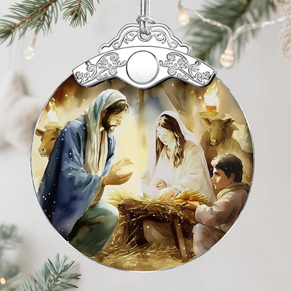 Nativity Scene Ornament, Christmas Tree Ornament, Religious Christmas Ornament, Holy Family, Baby Jesus, Christian Home Decor, Religious Gifts, Christian Gifts, Gift Exchange, Gift Idea