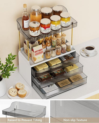 Bathroom Organizers and Storage, Makeup Organizer (Sturdy Durable Attractive), Ideal for Vanity, Countertop, Counter, Perfume, Skincare, Cabinet, Cosmetic, Dresser Organizer (Black)