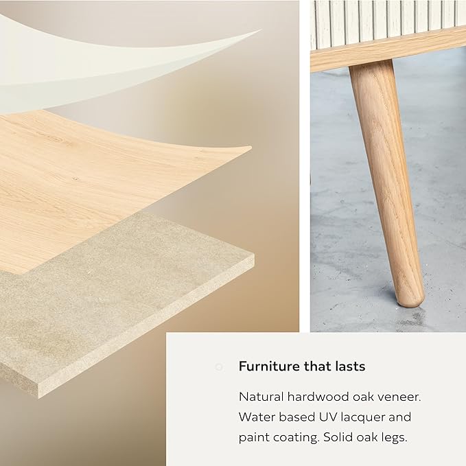 WERMO 53'' White Cabinet with Doors and Shelves - Credenza, Modern Media Console Table with Storage, White Sideboard Storage Accent Buffet Cabinet for Living Room, Office, Entryway and Bedroom (Oak)