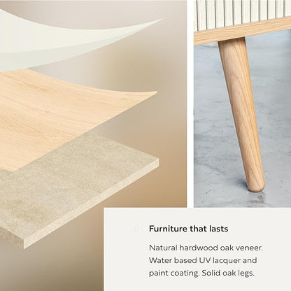 WERMO 53'' White Cabinet with Doors and Shelves - Credenza, Modern Media Console Table with Storage, White Sideboard Storage Accent Buffet Cabinet for Living Room, Office, Entryway and Bedroom (Oak)