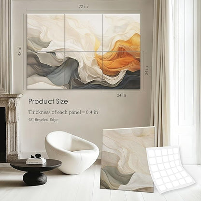 6-Pack Decorative Acoustic Panels, 72x48 Inch Large Sound Absorbing Wall Panels for Studio, Office, or Home – Easy to Install, Modern Noise Reduction Solution