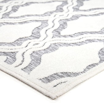 My Texas House Cotton Blossom Rug 7.9x10.10 Rectangle High-Low Geometric Indoor Outdoor, Natural Grey