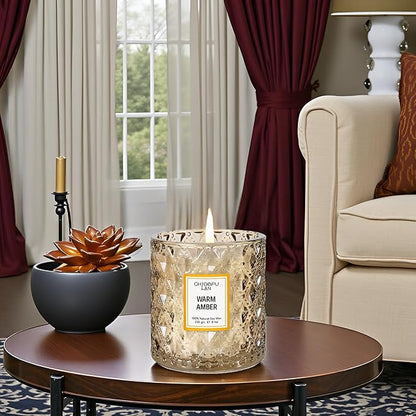 Chloefu LAN Amber Candles, Luxury Candle for Home Scented, Long Burning Time, Holiday Gifts, All Natural Soy Wax Candles, Scented Candle Gifts for Men&Women, 8.1oz