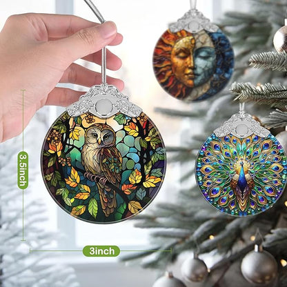 Christmas Ornament, 2025 Ornaments for Christmas Tree, Stained Glass Hanging Ornament, Holiday Ornaments, Unique Gift Idea - Owl on The Branch