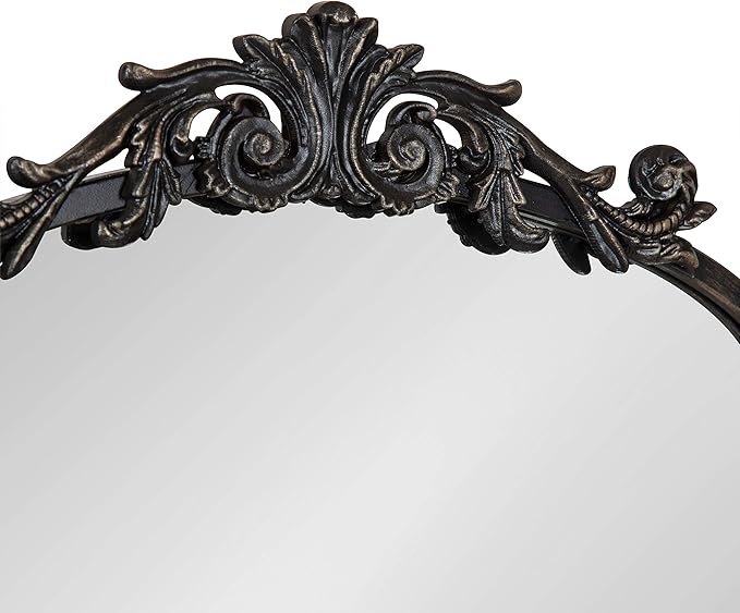 Kate and Laurel Arendahl Traditional Arch Mirror, 19 x 30.75, Antique Black, Baroque Inspired Wall Decor