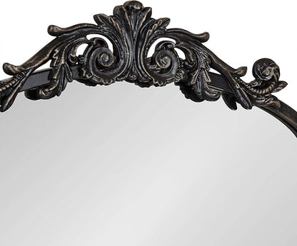 Kate and Laurel Arendahl Traditional Arch Mirror, 19 x 30.75, Antique Black, Baroque Inspired Wall Decor