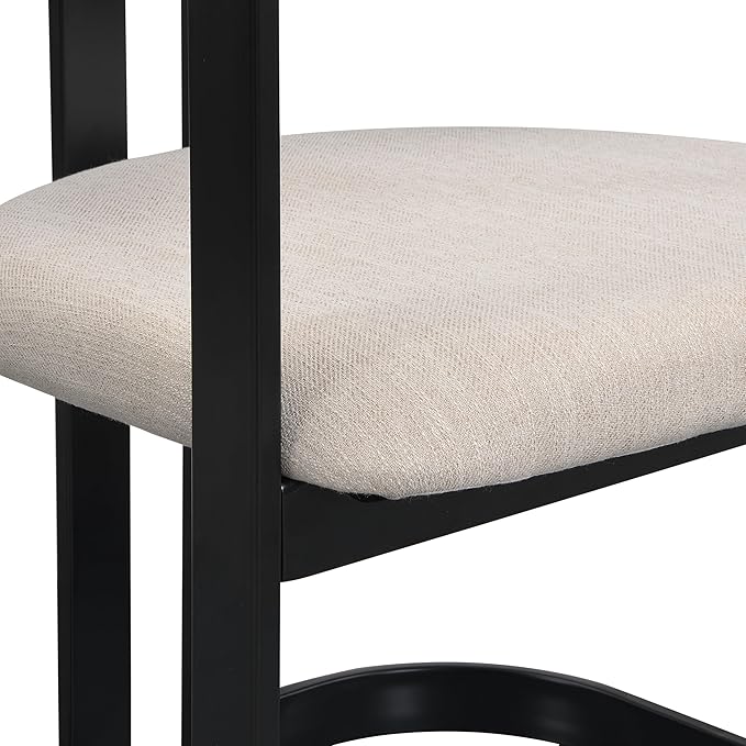 Christopher Knight Home Auber Modern Upholstered Dining Chair Set of 2, Fabric Upholstery Dining Set with Metal Frame, Comfy Side Chair for Living Room, Beige+Black