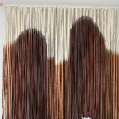 IOWER Macrame Wall Hanging Brown Dip-Dyed Large Handmade Macrame Cord Fiber Art Boho Wall Decor for Bedroom Living Room 57" W x 39" L