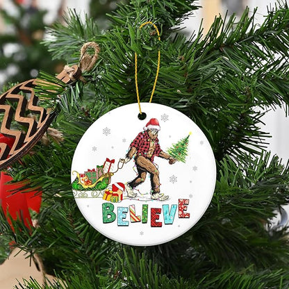 OASSIE Bigfoot Christmas Ornaments Gifts for Men Women - Ceramic Sasquatch Christmas Decorations 2025 - Big Foot Birthday Gifts for Friends, Stocking Stuffers for Men Women, White Elephant Gift Ideas
