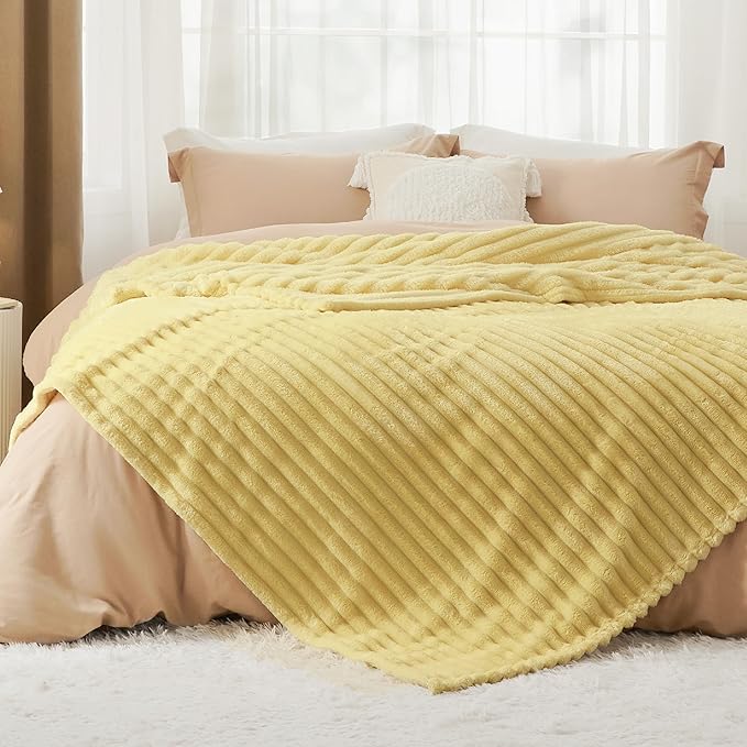 Bedsure Yellow Queen Blanket for - GentleSoft Cozy Soft Blankets for Women, Cute Small Fleece Throws for Girls, Birthday Gifts for Women, Mothers Day Decor Gifts for Mom, 90x90 Inches