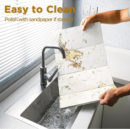 Stone Drying Mat for Kitchen Counter, White Italian Translucent Stone Dish Drying Mat-Diatomite Water Absorbing Drying Stone for Kitchen Counter Mat, Quick Dry Stone Mat Kitchen for Cups Bottles.