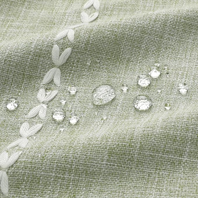 MitoVilla Sage Green Boho Extra Long Shower Curtain 72 x 84, Modern Farmhouse 84 inch XL Rustic Polyester Linen Tassel Heavy Duty Shower Curtain Set with Hooks for Cottagecore Country Bathroom Decor