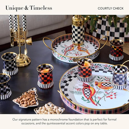 MACKENZIE-CHILDS Shot Glass, Cute Shot Glass for Drinking or Decor, 2 Ounces, Black-and-White Courtly Check