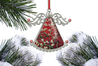 XUTAI Angel Christmas Tree Ornaments Christmas Ornament Tree Van Gogh Glass Christmas Hanging Angel Glass Pendant for Holiday Decoration