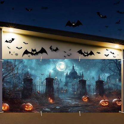 6 x 13 ft Halloween Garage Door Decorations Halloween decorations Witch Door Cover, Hanging Banner, Cauldron Backdrop Mural for Home, Outdoor, Indoor, Spooky Party, Wall, Window (Discard)