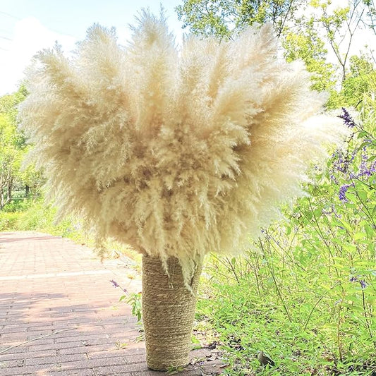 40" 22PCS Dried Pampas Grass Decor Tall,Large Natural Beige pompas Grass Tall Pampas Grass for Floor Vase,Wedding Decoration,Party,Farmhouse,Boho Home Decor,and Creating a Bohemian Ambiance
