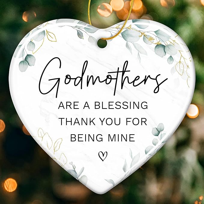 ZAGKOO Godmother Gifts from Godchild, Goddaughter, Godson - Godmothers Ornament Thank You for Being Mine, Best Godmother Gifts - Godmothers Present Ideas - Ceramic Christmas Ornament 2025