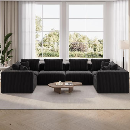 Novilla Modular Sectional Sofa, Modern Cloud Sectional Couch with Smarts Coil™ Support, U-Shape Upholstered Boneless Couch for Living Room Apartments Bedroom, No Assembly Required (6 Seater)
