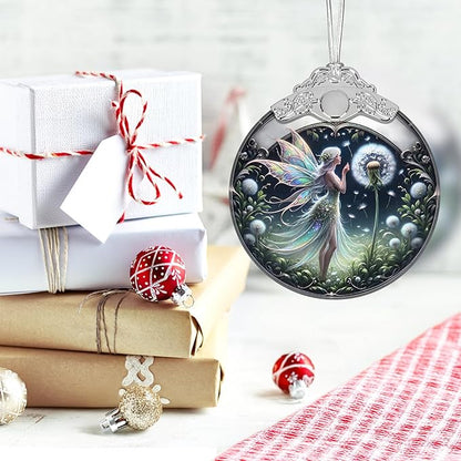 Christmas Ornament, 2025 Ornaments for Christmas Tree, Stained Glass Hanging Ornament, Holiday Ornaments, Unique Gift Idea - Fairy